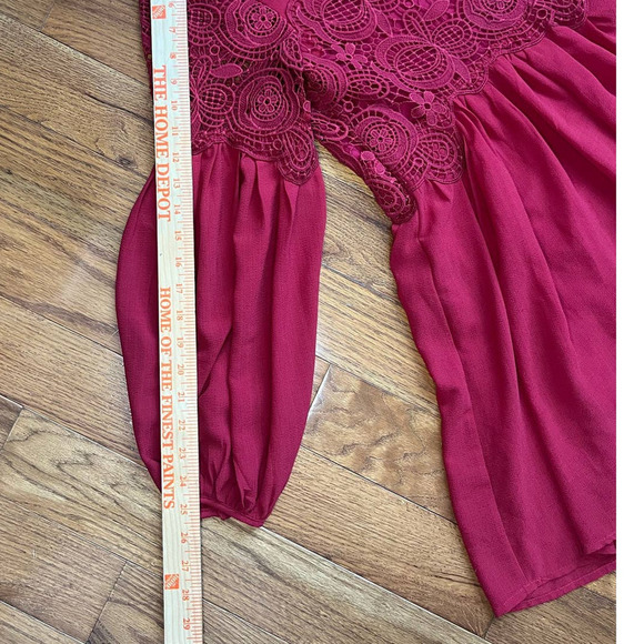 Women's Endless Rose Lace Cutout Mini Dress in Cranberry, Long Sleeves, Small - Picture 16 of 16